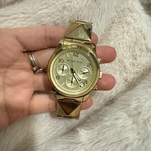 Michael Kors Gold Pyramid-Link Chronograph Watch